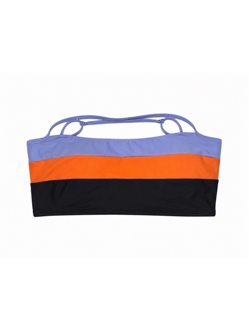 prAna Colorblock Strappy Bikini Top XL Black Orange Purple Swim EUC